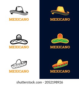 Sombrero set. Icon sombrero. Vector. Mexican Sombrero Hat for Restaurant Business Logo