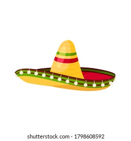 Sombrero Vector Isolated Icon. Mexican Traditional Hat And Mexico Culture Symbol