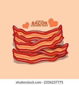 Ein Bacon-Braten mit Herzsymbol und feinem Text auf hellbraunem Hintergrund zum Nationalfeiertag der Bacon-Liebhaber am 20. August