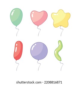 some balloons with unique shapes. the balloons looked colorful.