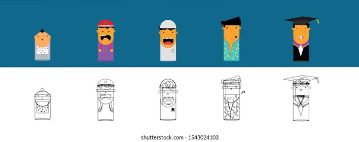 Some basic characters flat design 