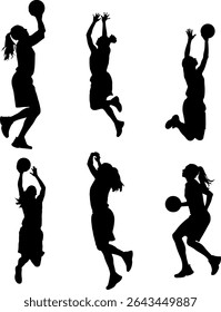 some basketball players silhouettes female