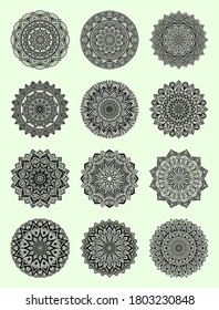 Algunos hermosos diseños de mandala hechos con ilustración vectorial.