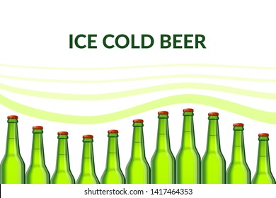 Some beer bottles moving like waves. Design concept for beer or pub advertisement. Can be placed on advertisement board or banner