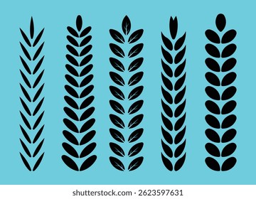 Some black leaf with branch on light background