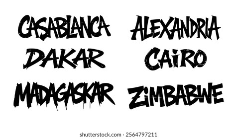 some capital cities in Africa, casablanca alexandria dakar cairo madagaskar zimbabwe