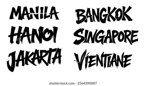 some capital cities in ASEAN, manila bangkok hanoi singapore jakarta vientiane