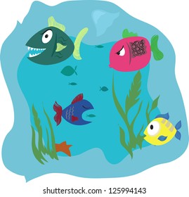 Some Cartoon Fish Water Vector Illustration Stock Vector (Royalty Free ...