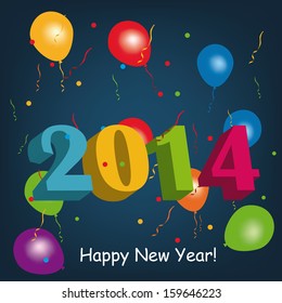 some colored ballons in a party celebrating happy new year with some text