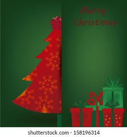 some colored presents for christmas with a tree with texture