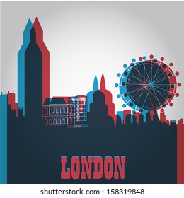 some colored silhouettes of the buildings from london