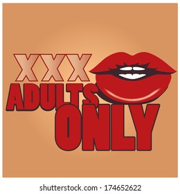 some colored text with an erotic lips 