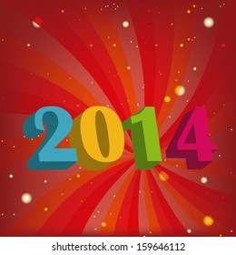 some colored text for new year in a striped spiral background