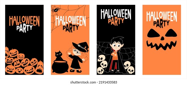 Some colorful  Halloween templates for social media with cute characters