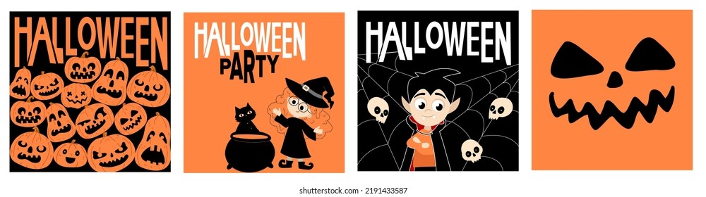 Some colorful  Halloween templates for social media with cute characters