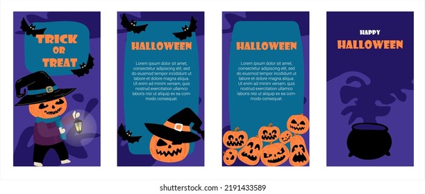 Some colorful  Halloween templates for social media with cute characters