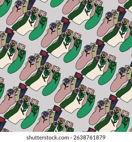 Some coloring socks with examples of coloring for children. Coloring pages with socks. Vector illustrations for children. Collection of footwear. Cotton and wool accessories. Vector flat illustrations