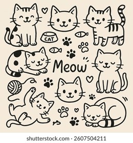 some cute and adorable cat themed doodle art