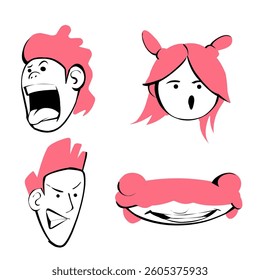 some cute cartoon face elements