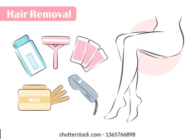 some cute cartoon tools about hair removal 