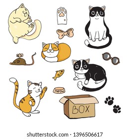 Some cute cats with toys and decor