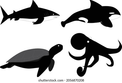 some dark animals in ocean