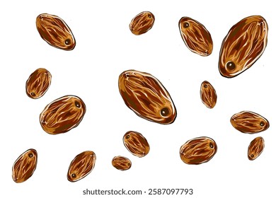 some date palms falling without background