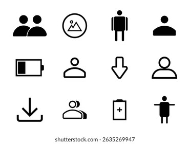Alguns botões decorativos e coleção de vetores de ícones