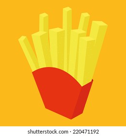 some delicious french fries on a yellow background