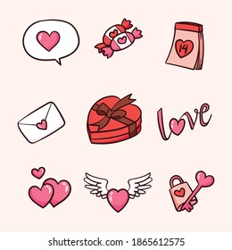 
some elements for valentine's day. there are love padlocks, gifts, love letters, love wings, candy and so on.
