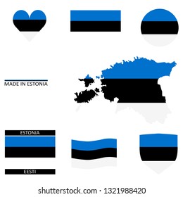 Some estonian flags and a map