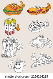 some fast food vector-format icon illustrations that Americans love, especially for breakfast