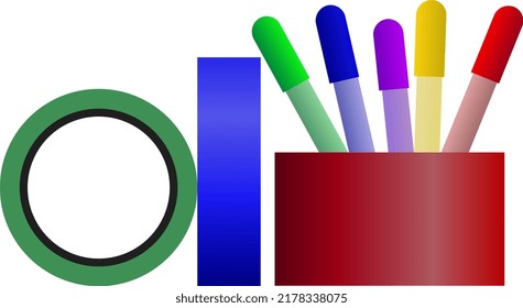 Some felt tip pens in a duct tape roll.
Vector.