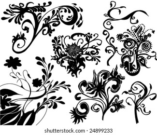 Some flowers on white background - Vector - Also available as a JPG --- Please see my another plants of my collection