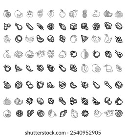 Some fruits icon design. Black and white fruits icon