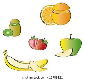 Some fruits isolated on a white background