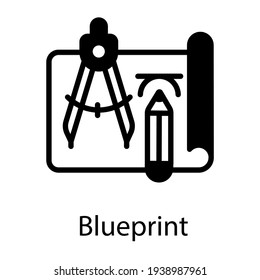 Some geometrical tools with a graphically designed chart symbolizing blueprint or a model 