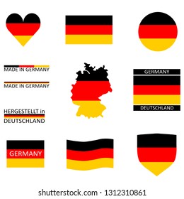 Some german flags and a map