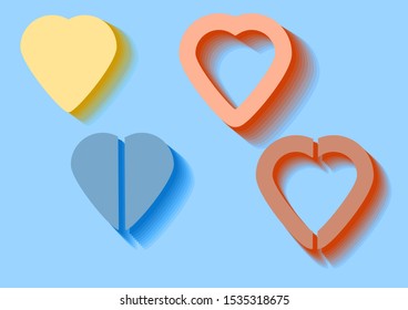 some heart in flat color isolated on blue background