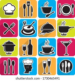 Algunos de los diseños de iconos , pueden ser usados en restaurantes o negocios de hotel.