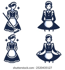 Some icon or Logo Cute and gorgeous maid Simple Vector