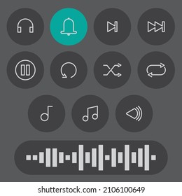 some of the icons contained in the music player application on android