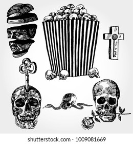 Some Illustrations with Sculls Hand Drawn