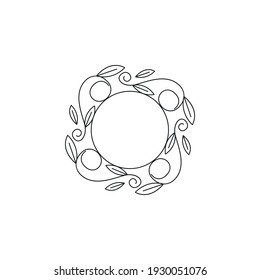 Some kind of fruit and leaves. Circular drawing. Vector