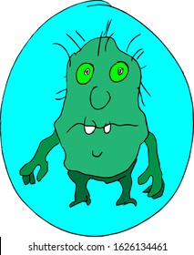 Some kind of strange, kind, and not an evil monster or a ghost. Fictional painted cartoon character. 