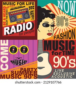 some of the latest 90s poster background designs in vector form