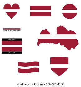 Some latvian flags and a map