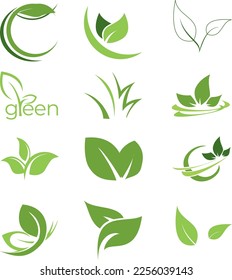 algunos íconos de hoja adecuados para su uso como marca de su empresa