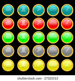 Some multi-coloured buttons with symbols. Vector. Without mesh.