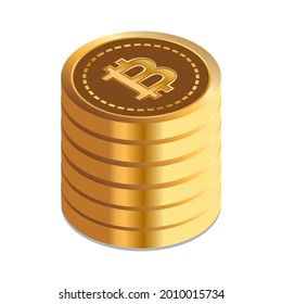 some neatly arranged bitcoins. 3d vector